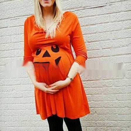 Orange Halloween Maternity Dress