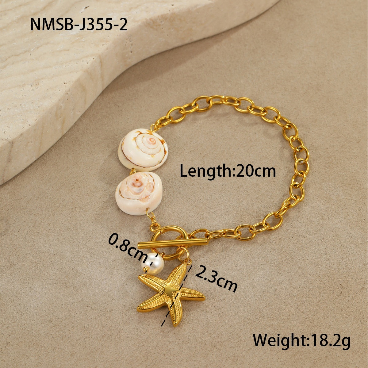 Ocean Style Natural Shell Starfish Necklace Women's Stainless Steel Gold Plated