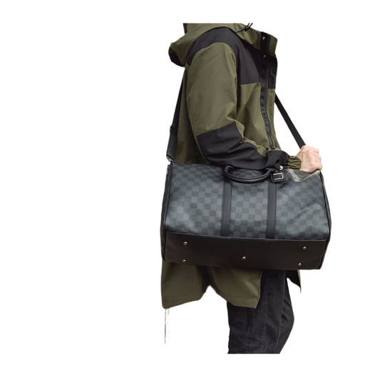 Large Capacity Korean Plaid Crossbody Bag – Stylish PU Leather