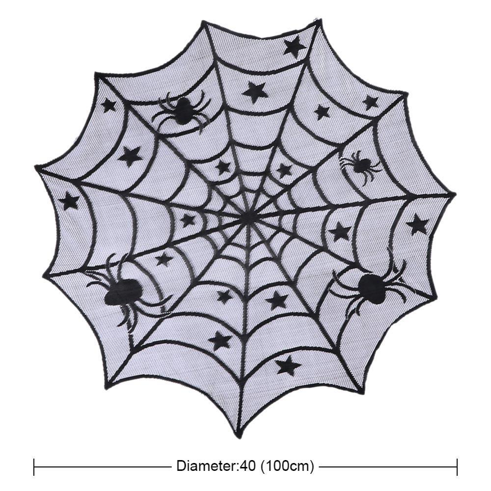 Halloween Black Lace Fireplace Cloth with Pumpkin