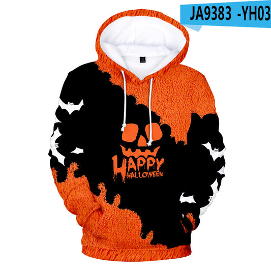 Halloween Pumpkin Print Hoodie – Loose Fit