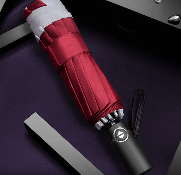 Inverted Umbrella Travel Portable Windproof Folding Umbrella,10Ribs Auto Close Umbrella,Reflective Stripes For Night Safety