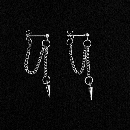 Hip Hop Rivet Chain Earrings – Long Geometric Style
