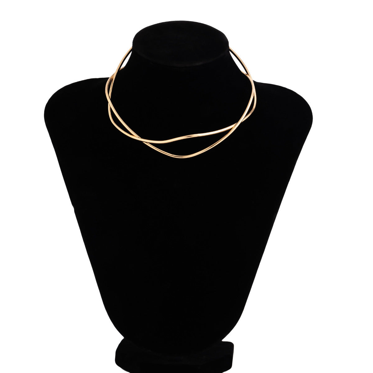 Simple Clavicle Chain Open Line Geometric Neck Ring Metallic