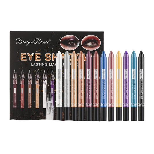 Silkworm Pearlescent Eye Shadow Stick Set – 12 Colors