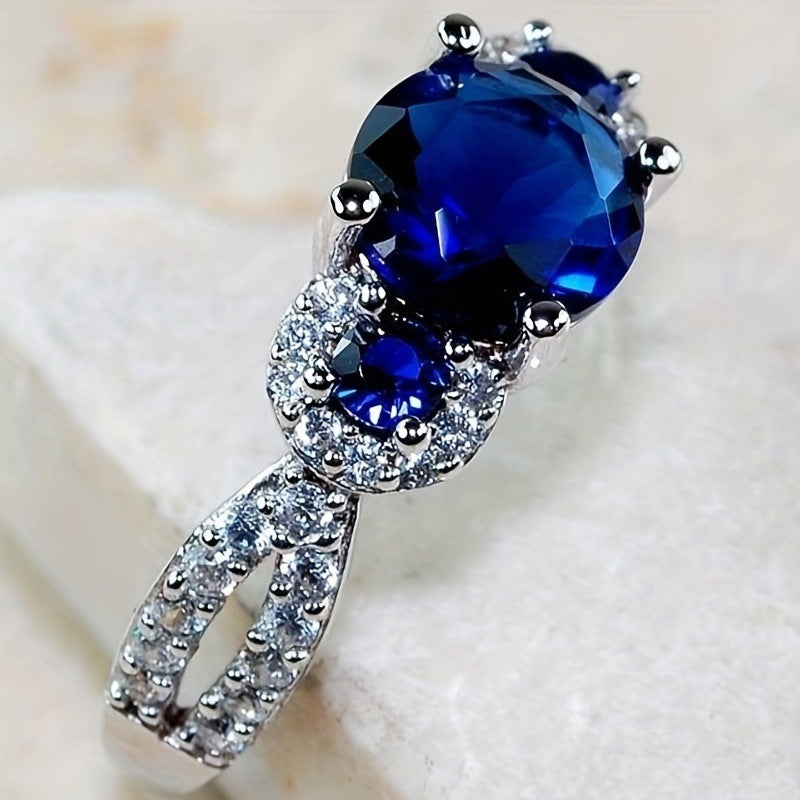Simple Colored Gems Geometric Advanced Color Matching Ring