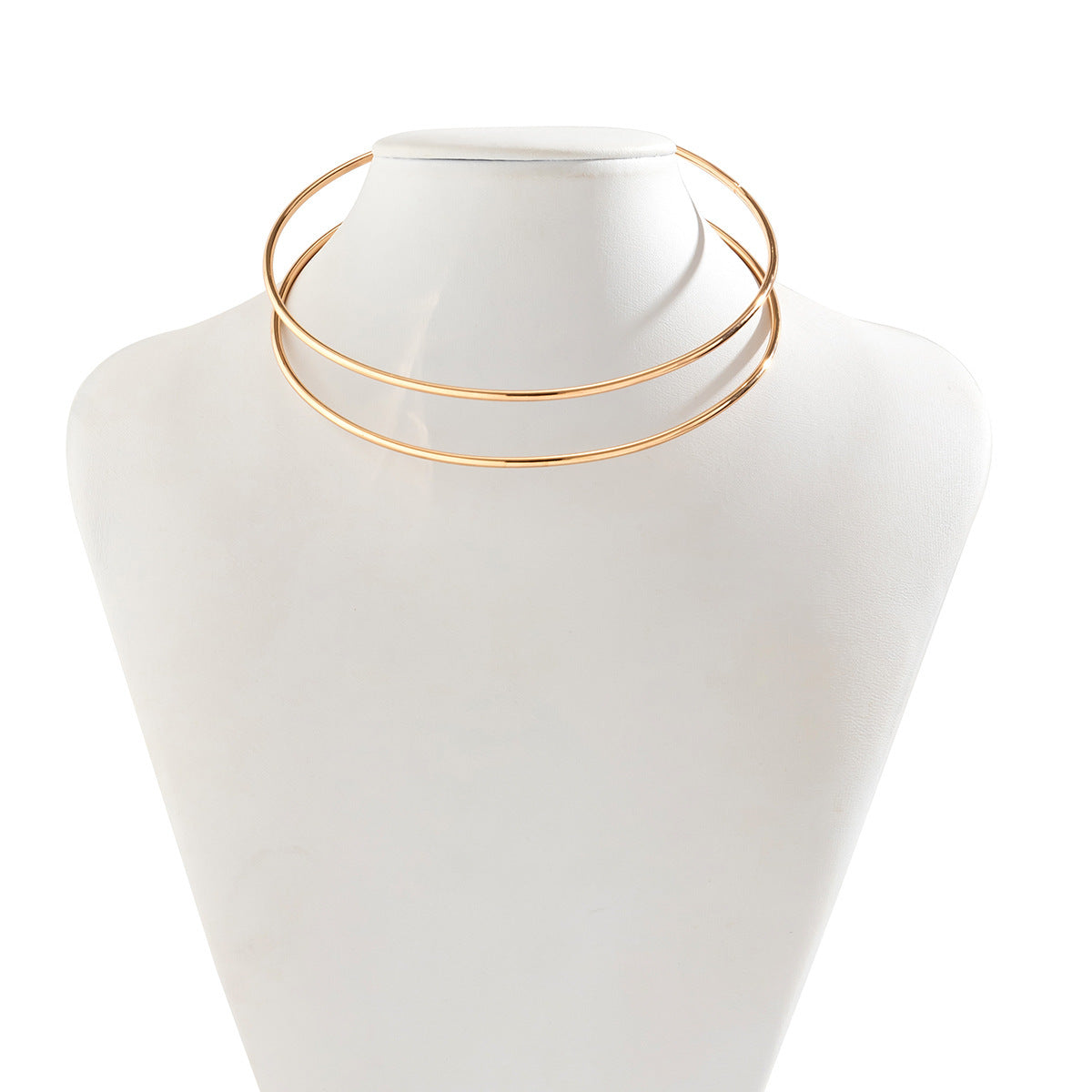 Simple Clavicle Chain Open Line Geometric Neck Ring Metallic
