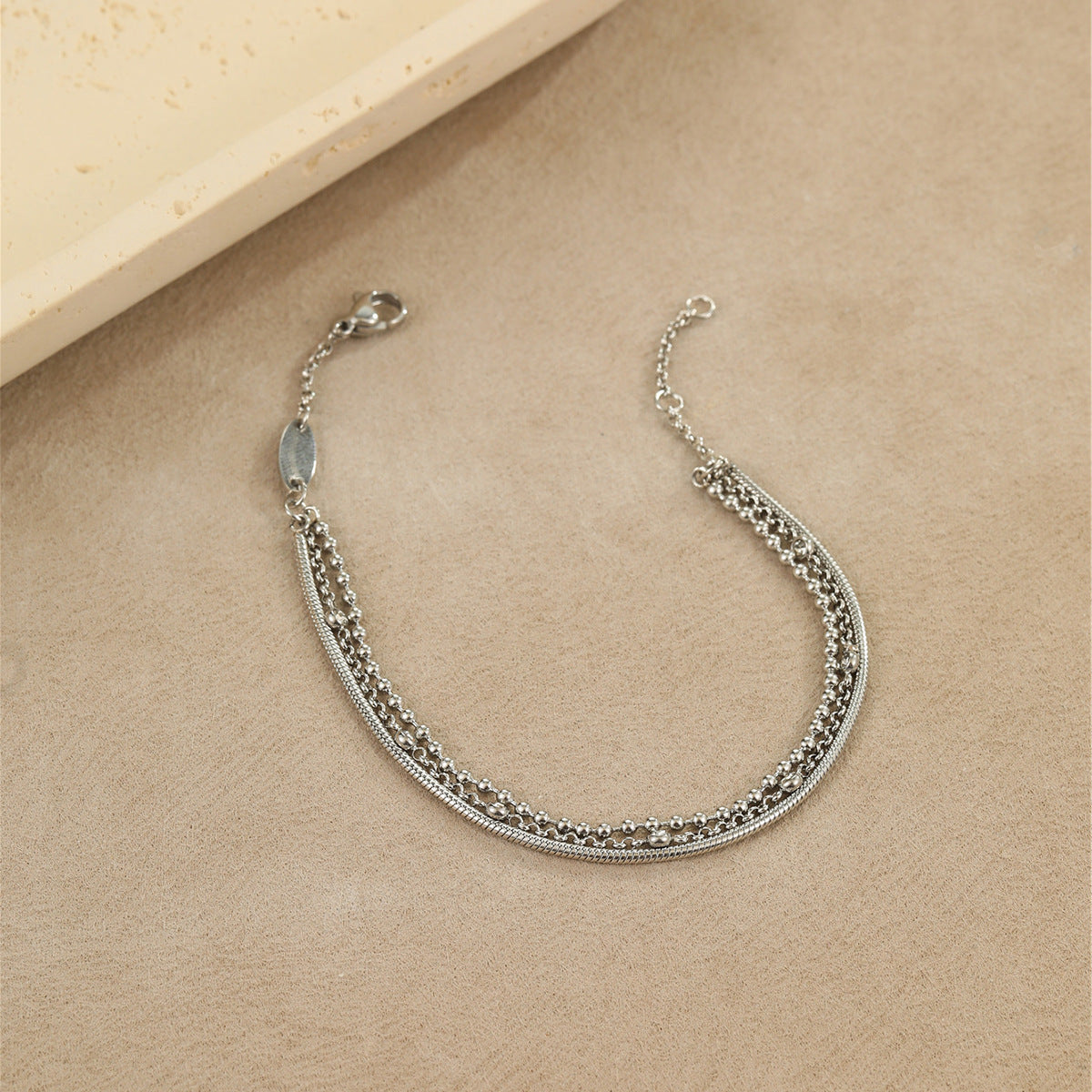 Multi-layer Stainless Steel Twin Inlaid Zircon Bracelet