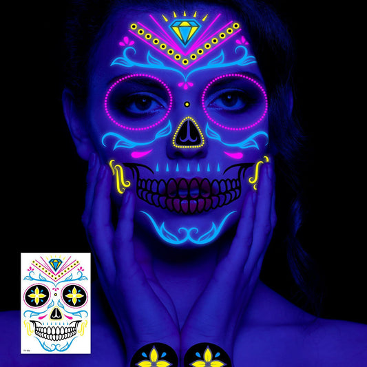Halloween Fluorescent Death Face Stickers
