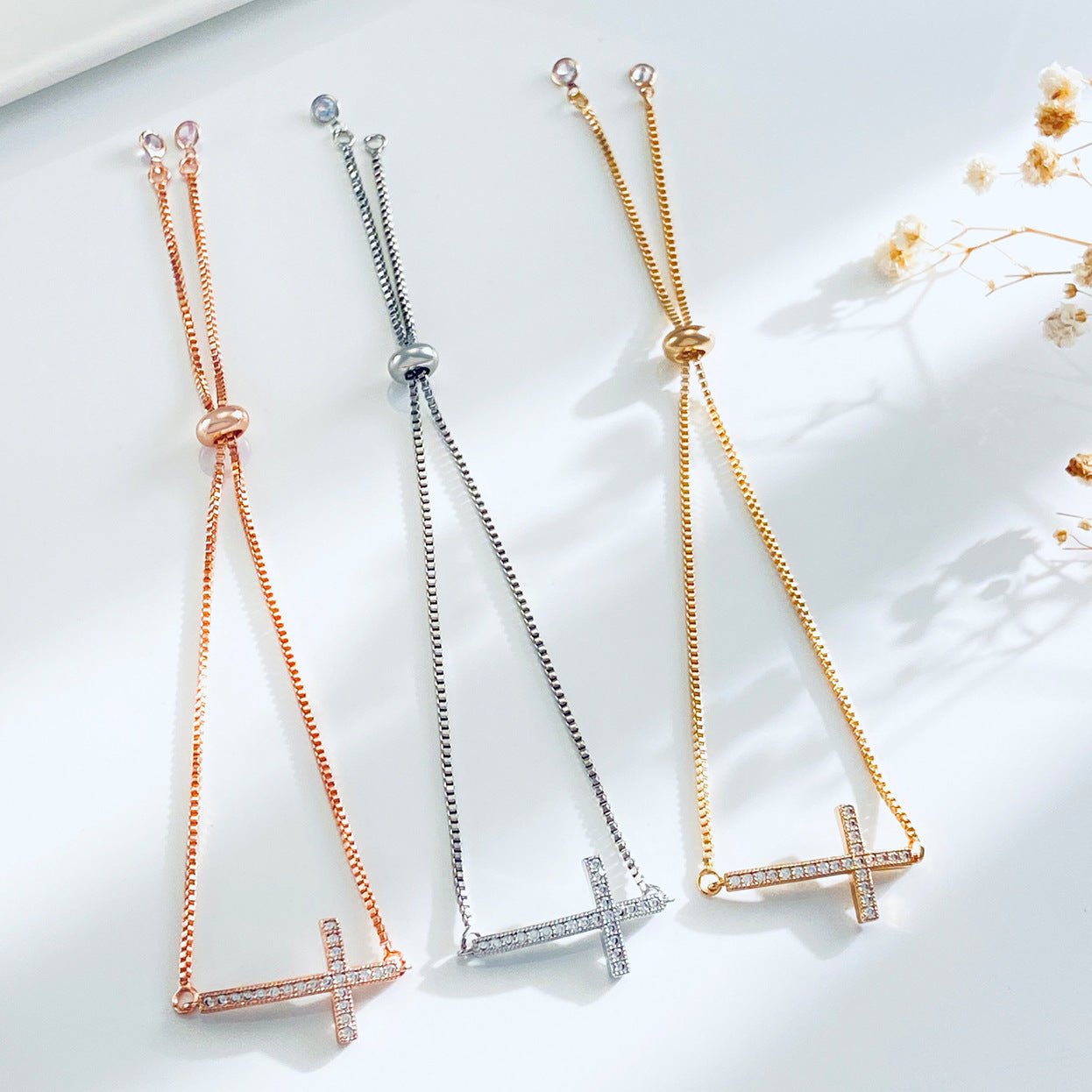 Women's Diamond Pull-out Cross Bracelet