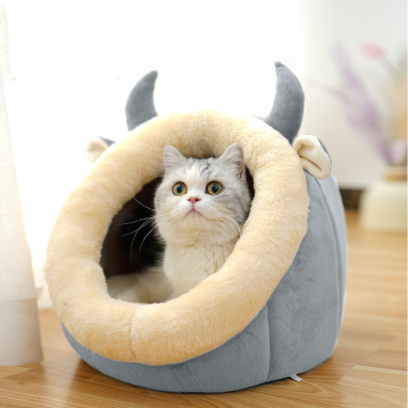 Enclosed Cat House Villa – Cozy Pet Bed
