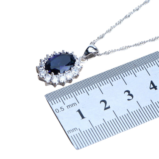 Elegant Silver 925 Bridal Jewelry Set with Blue Zirconia