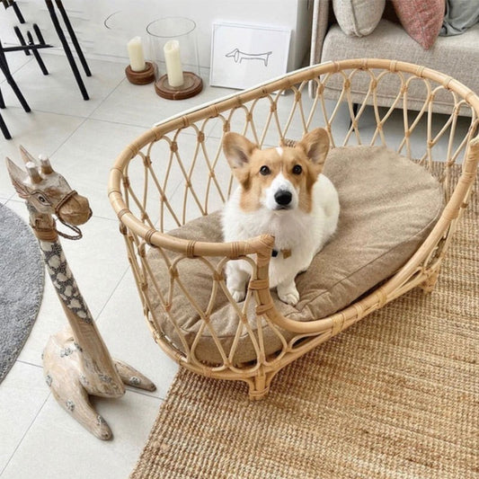 Handmade Rattan Pet Bed Sofa – Dogs & Cats