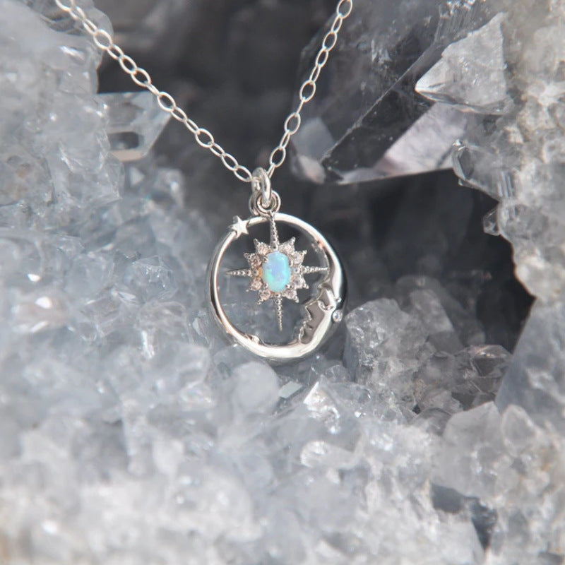 European And American Moon Man XINGX Necklace Eardrops Inlaid Opal Gold-plated Accessories