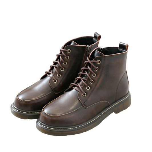 Vintage Leather British Ankle Boots – High-Top Style