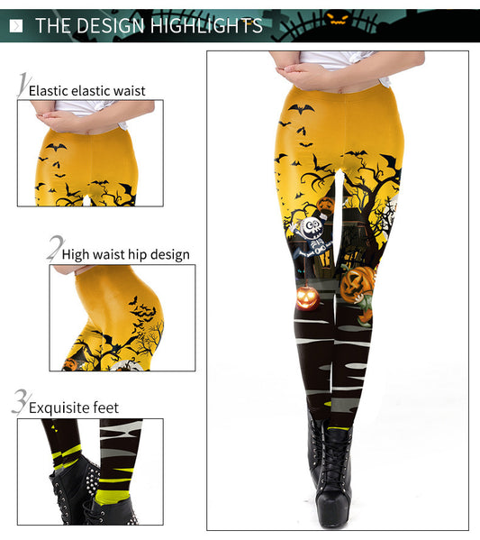 Halloween Skull Print Ladies Leggings