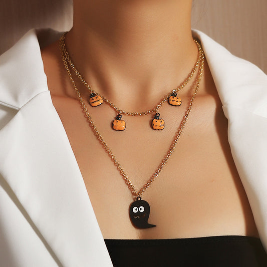 Halloween Pumpkin Lips Necklace