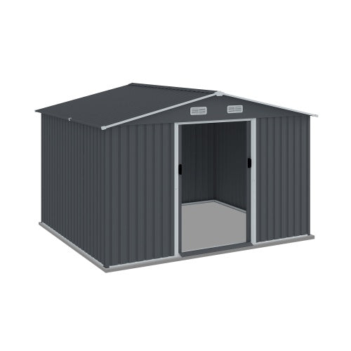Outdoor Storage Shed 8x10 ft – Metal Tool Shed with Sliding Doors