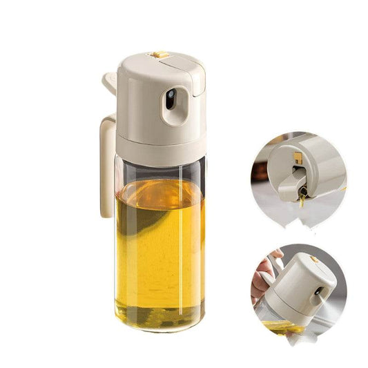 550ml oil sprayer bottle for cooking, dual-purpose dispensing, glass design.