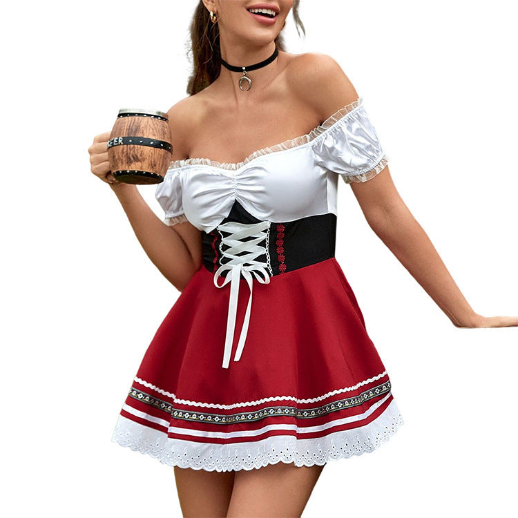 Red Floral Beer Festival Halloween Dress