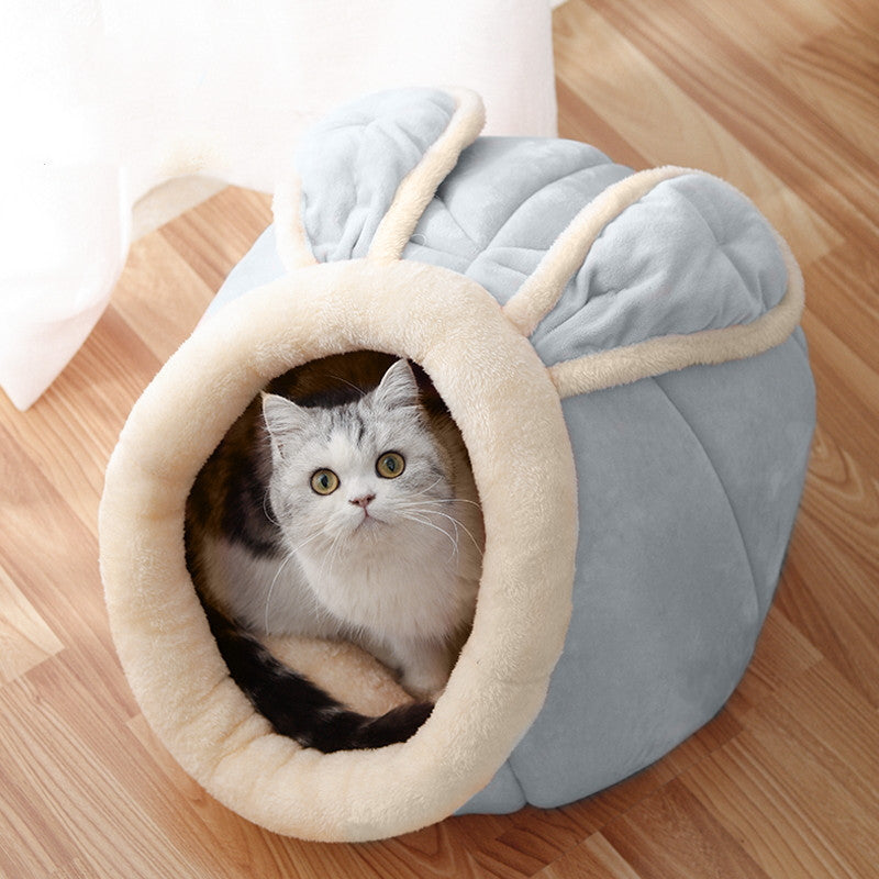 Enclosed Cat House Villa – Cozy Pet Bed