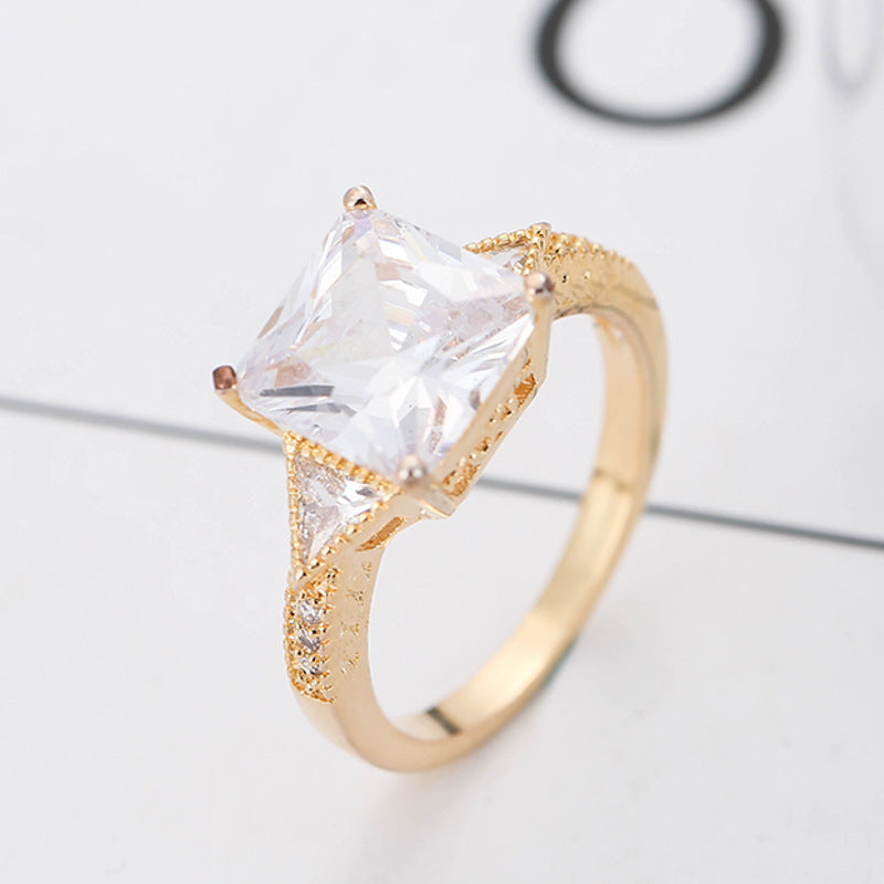 Luxury Micro-inlaid AAA Zircon Copper Ring