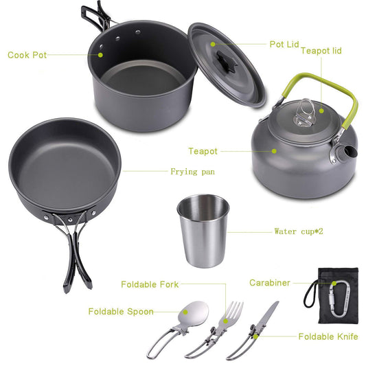 2-3 Person Camping Kettle & Tableware Set