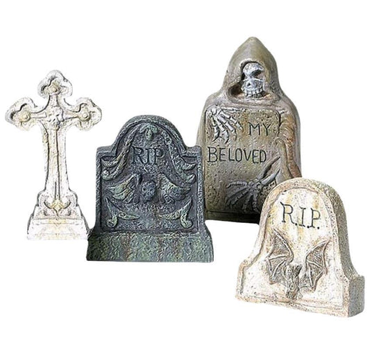 Halloween Tombstone Ornament Set – 4 Pieces