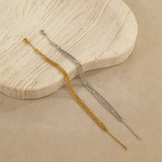 Multi-Layer Stainless Steel Zircon Bracelet – 18K Fashion