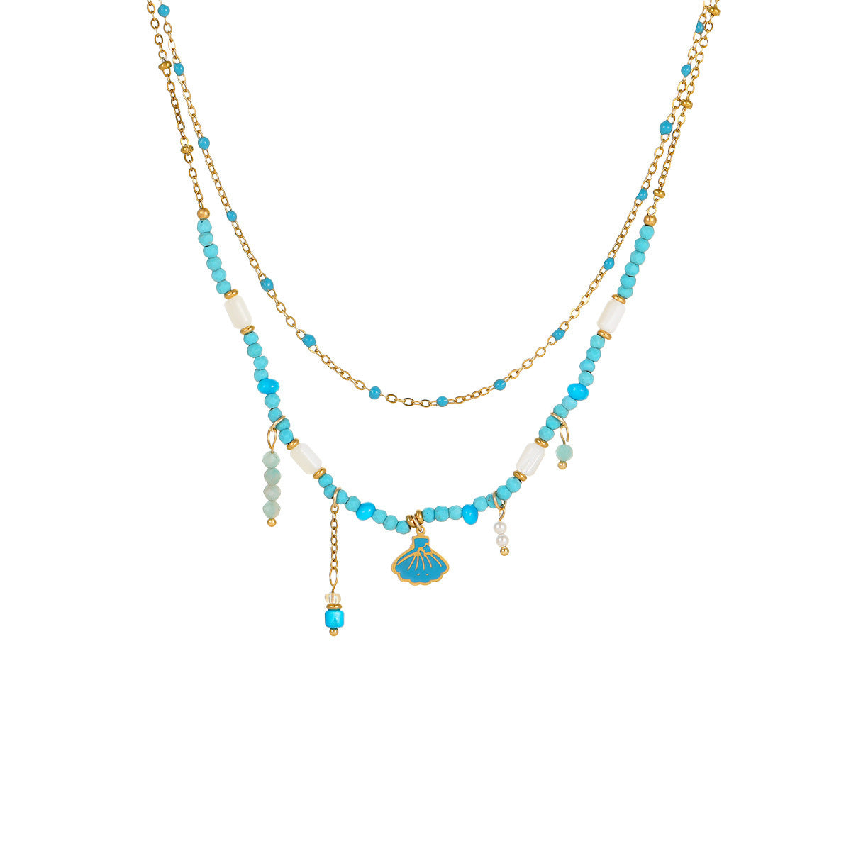 Color Beads String Necklace Stainless Steel Earring Bracelet