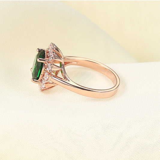 Classic Zircon Emerald Adjustable Ring for Women