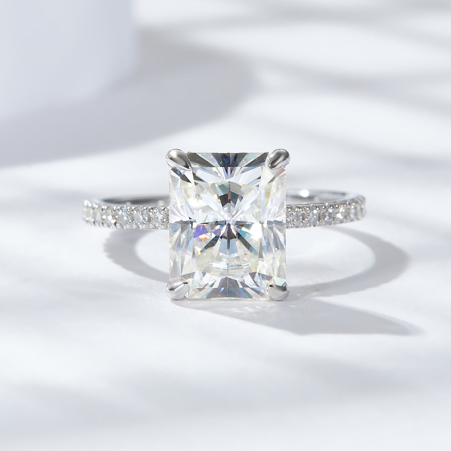 4 Karat Radiant925 Silver Moissanite Ring
