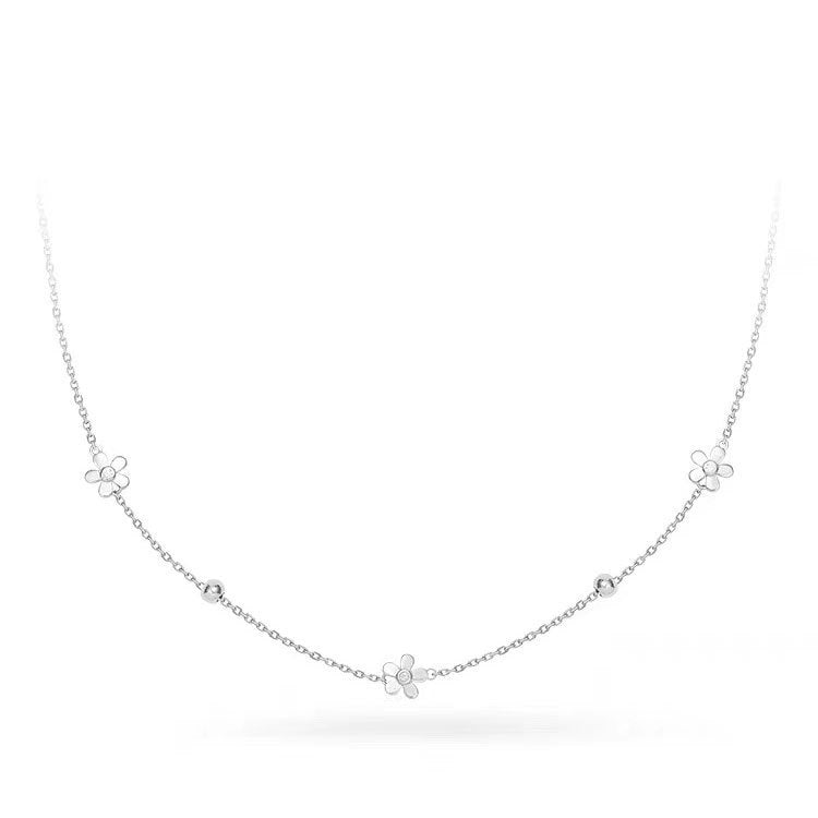 S925 Sterling Silver Small Flower Necklace for Women