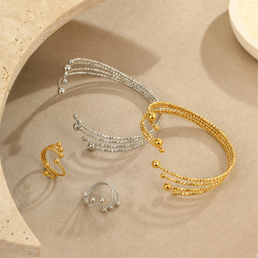 18K Gold-Plated Bracelet & Ring – Fade-Resistant Jewelry