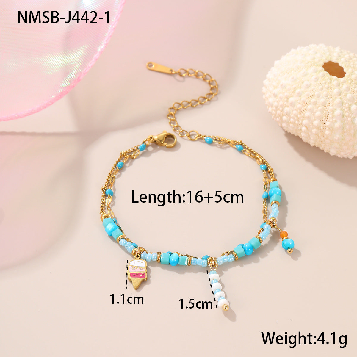 Color Beads String Necklace Stainless Steel Earring Bracelet