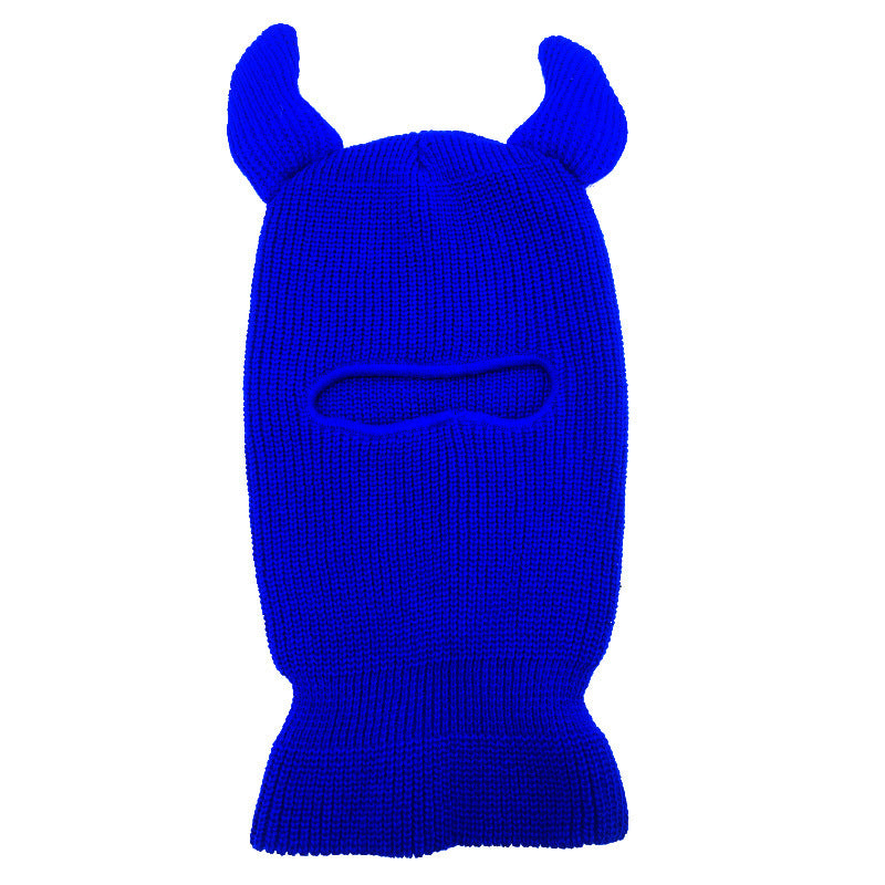 Blue balaclava with animal ears on a white background