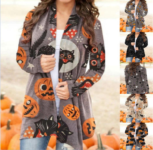 Halloween Women’s Digital Print Cardigan Jacket