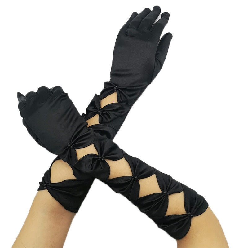 Halloween Long Nail Ghost Gloves – Silver & Black