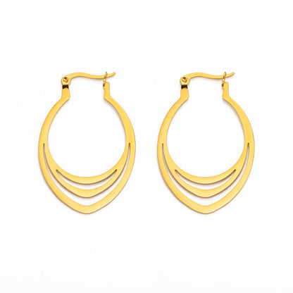 Cut Titanium Steel Geometric Water Drop Pattern Shape Stainless Steel Simple Earrings
