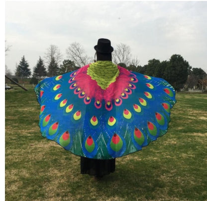 Halloween Peacock Feather Chiffon Cape