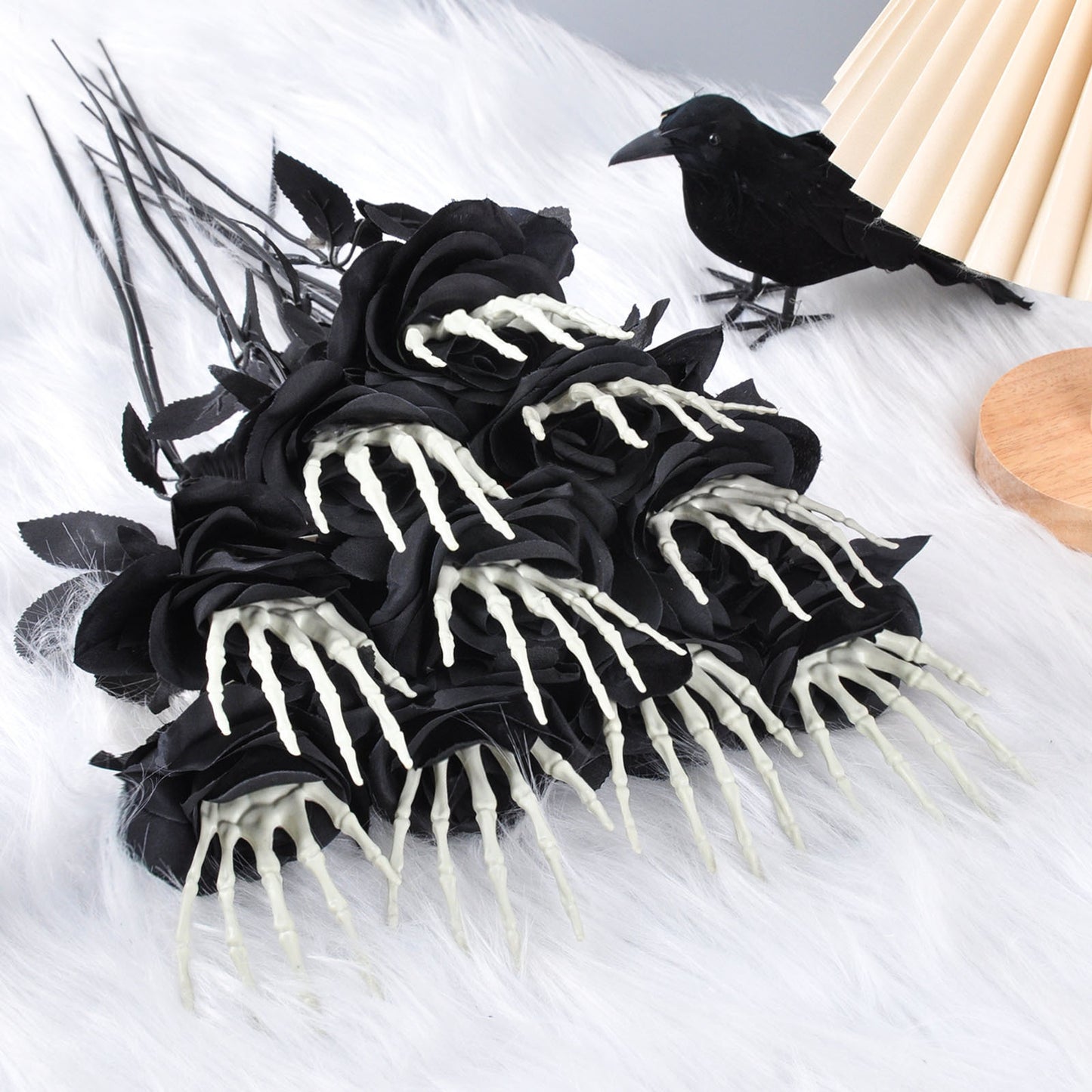 Halloween Skull Hand Rose Ornament – Spooky Decor