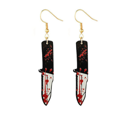 Halloween Bloodstained Axe Acrylic Earrings – Retro