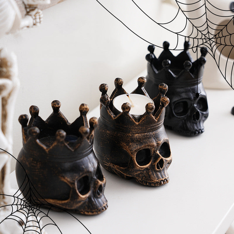 Halloween Themed Pumpkin Lantern Skull Candle Stand