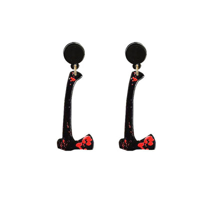 Halloween Bloodstained Axe Acrylic Earrings – Retro