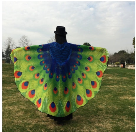 Halloween Peacock Feather Chiffon Cape