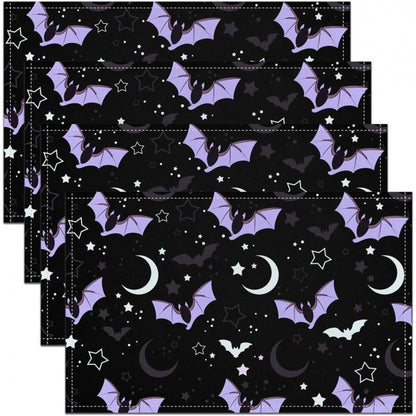 Halloween Skull & Pumpkin Linen Placemat – Gray