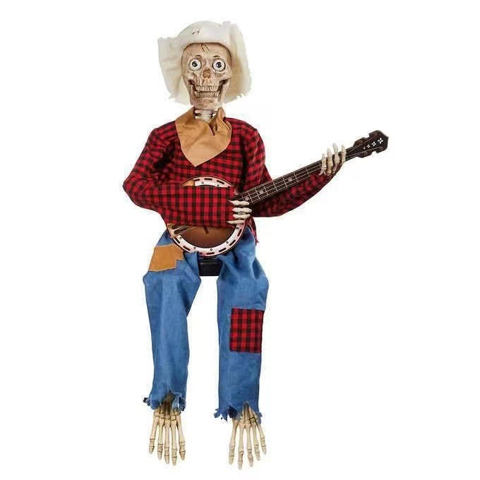 Halloween Skeleton Banjo Decoration – Light-Up Option