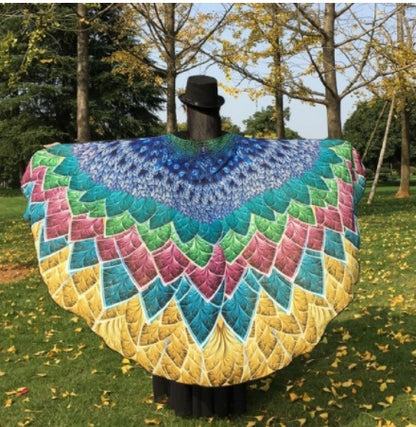 Halloween Peacock Feather Chiffon Cape