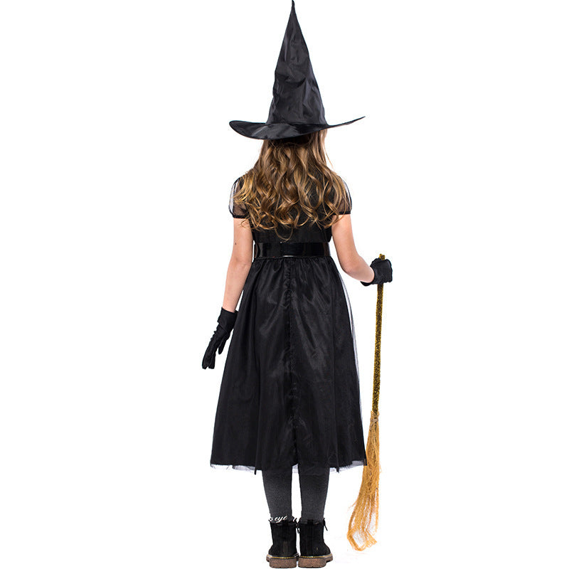 Kids Black Mesh Witch Costume