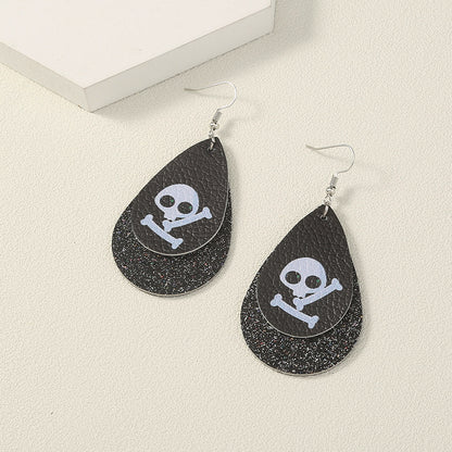 Geometric Leather Halloween Earrings for Women
